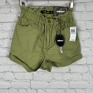 Dollhouse Women's Gladys Fashion‎ High Waist Mom Shorts, Size 5/6, Sage Green